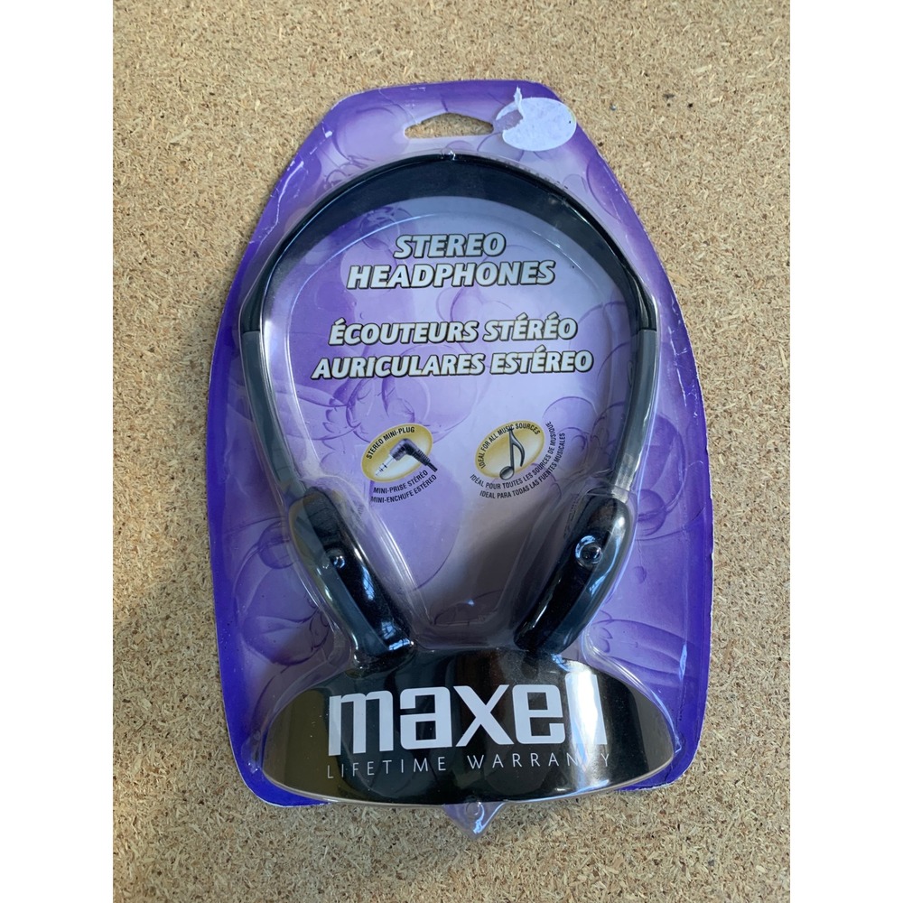 Maxell HP-200 Lightweight Stereo Headphones Black On-Ear Wired 3.5mm L-Plug